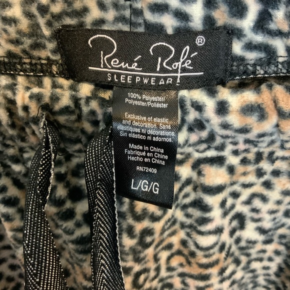 NWOT Rene Rofe cheetah print Fleece Pajamas pants Women’s L - Picture 2 of 7